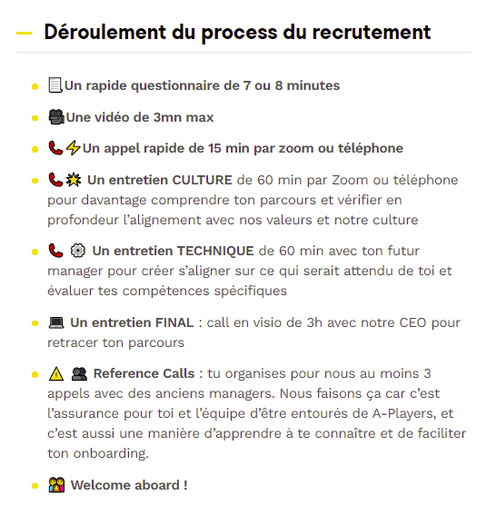 process de recrutement