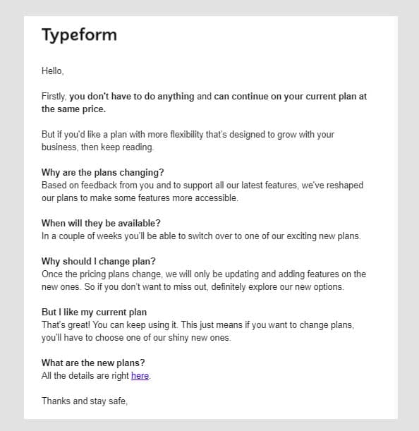 Copywriting typeform